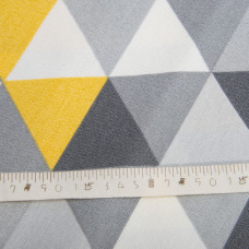 Тканина декоративна Трикутники бавовна з водовідштовхувальним просоченням для скатертин, штор, декору V-2 жовто-сіра
