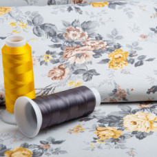 Тканина декоративна КВІТИ бавовна з водовідштовхувальним просоченням, для скатертин, штор, декору V-003 сіра