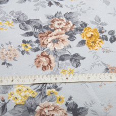 Тканина декоративна КВІТИ бавовна з водовідштовхувальним просоченням, для скатертин, штор, декору V-003 сіра