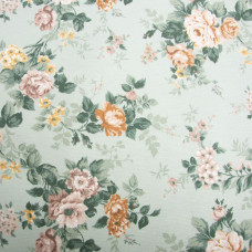 Тканина декоративна КВІТИ бавовна з водовідштовхувальним просоченням, для скатертин, штор, декору V-004 м'ята