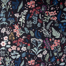 Тканина декоративна КВІТИ бавовна з водовідштовхувальним просоченням, для скатертин, штор, декору V-001 чорна