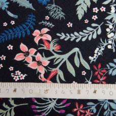 Тканина декоративна КВІТИ бавовна з водовідштовхувальним просоченням, для скатертин, штор, декору V-001 чорна