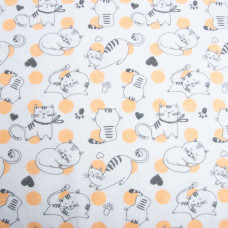 Тканина фланель бавовна, 160 см, пл. 160 г/м2, Коти сіро-персикова