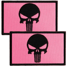 Набір шевронів 2 шт з липучкою Череп Карателя мотиватор Punisher рожевий 5х8 см вишитий патч нашивка шеврон
