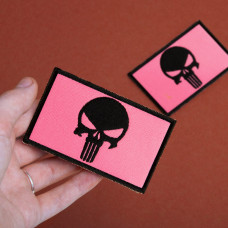 Набір шевронів 2 шт з липучкою Череп Карателя мотиватор Punisher рожевий 5х8 см вишитий патч нашивка шеврон