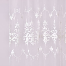 Тканина тюль сітка з вишивкою Лілія V-ekru