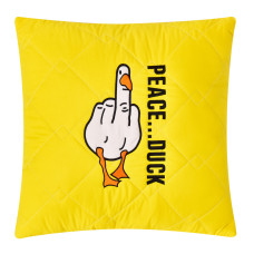Подушка декоративна 40х40 Peace... Duck IDEIA бойовий гусак з вишивкою антиалергійна жовта Гус