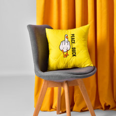 Подушка декоративна 40х40 Peace... Duck IDEIA бойовий гусак з вишивкою антиалергійна жовта Гус