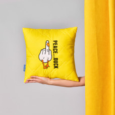 Подушка декоративна 40х40 Peace... Duck IDEIA бойовий гусак з вишивкою антиалергійна жовта Гус