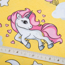 Тканина бязь ранфорс для постільної білизни, бавовна, 130 гр/м2, 240 см 8919/10 Єдиноріг жовтий