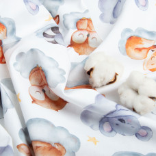 Тканина бязь ранфорс для постільної білизни, 130 г/м2, 2,4 м хмаринки натуральна бавовна