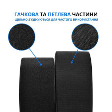 Стрічка липучка пришивна чорна в рулоні 25 м ширина 10 см IDEIA посилена міцна велкрострі стрічка для одягу
