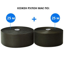 Стрічка липучка пришивна чорна в рулоні 25 м ширина 10 см IDEIA посилена міцна велкро стрічка для одягу