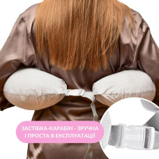 Подушка для годування диван 60х70х16 см бавовна антиалергенна з блискавкою сіра натуральна