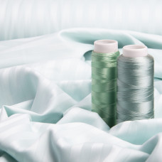 Тканина сатин страйп для постільної білизни жакард у смужку 1 см, бавовна, пл 130 г/м2, 240 см V-41 м'ята