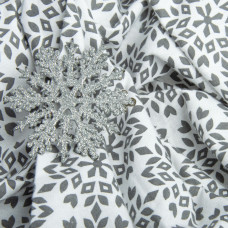 Тканина фланель бавовна, 230 см, 155 г/м2, Сніжинки сірі