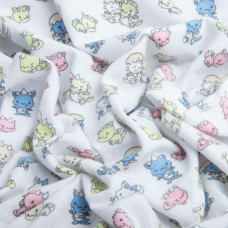 Тканина фланель бавовна, 150 см, 160 г/м2, Дракошки блакитний салат