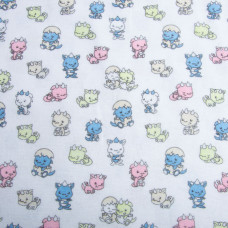 Тканина фланель бавовна, 150 см, 160 г/м2, Дракошки блакитний салат