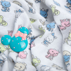 Тканина фланель бавовна, 150 см, 160 г/м2, Дракошки блакитний салат