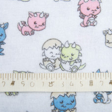 Тканина фланель бавовна, 150 см, 160 г/м2, Дракошки блакитний салат