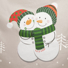 Тканина бязь ранфорс для постільної білизни, бавовна, 130 г/м2, 240 см M11321/5 сніговики новорічні беж