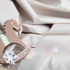 Тканина бязь ранфорс для постільної білизни, бавовна, 130 г/м2, 240 см M11321/5 сніговики новорічні беж