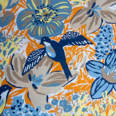 Тканина бязь ранфорс для постільної білизни, бавовна, 130 гр/м2, 240 см 7695-02 ластівка з квітами