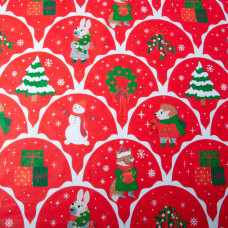 Ткань бязь ранфорс для постельного белья, хлопок, 130 гр/м2, 240 см червона сніговик новорічна