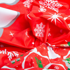 Ткань бязь ранфорс для постельного белья, хлопок, 130 гр/м2, 240 см червона сніговик новорічна