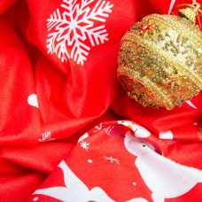 Ткань бязь ранфорс для постельного белья, хлопок, 130 гр/м2, 240 см червона сніговик новорічна