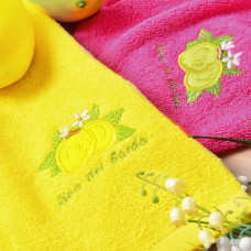 Набір рушників 2 шт 40х70 рушник серветка махрова кухонна бавовна натуральна з вишивкою лимони