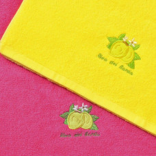 Набір рушників 2 шт 40х70 рушник серветка махрова кухонна бавовна натуральна з вишивкою лимони