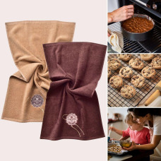 Набір рушників 2 шт 40х70 рушник IDEIA серветка махрова кухонна бавовна натуральна з вишивкою кава