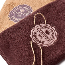 Набір рушників 2 шт 40х70 рушник IDEIA серветка махрова кухонна бавовна натуральна з вишивкою кава