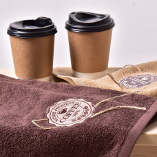 Набір рушників 2 шт 40х70 рушник IDEIA серветка махрова кухонна бавовна натуральна з вишивкою кава
