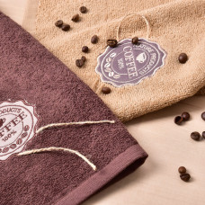 Набір рушників 2 шт 40х70 рушник IDEIA серветка махрова кухонна бавовна натуральна з вишивкою кава