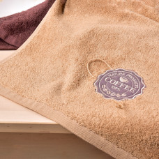 Набір рушників 2 шт 40х70 рушник IDEIA серветка махрова кухонна бавовна натуральна з вишивкою кава