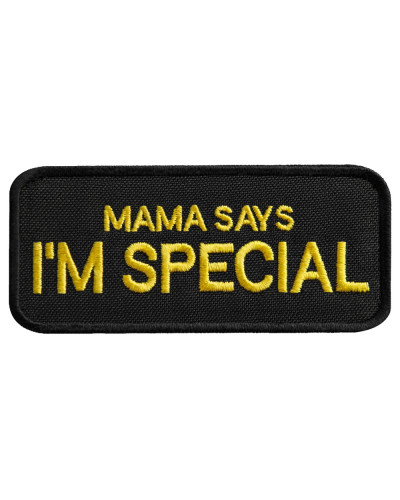 Набір шевронів 2 шт з липучкою "Mama says I am special" 4x9 см "Мама каже, я особливий" вишитий патч шеврон