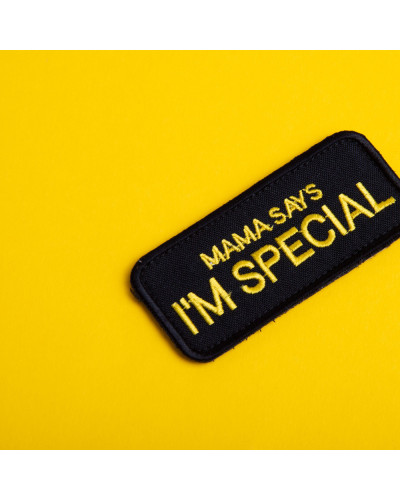 Набір шевронів 2 шт з липучкою "Mama says I am special" 4x9 см "Мама каже, я особливий" вишитий патч шеврон