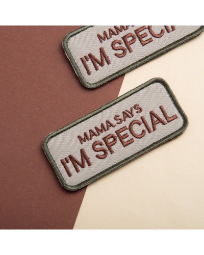 Набір шевронів 2 шт з липучкою "Mama says I am special" 4x9 см "Мама каже, я особливий" вишитий патч шеврон