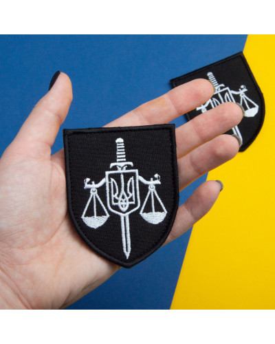 Набір шевронів із липучкою Прокуратура України 6,3х8 см нашивка шеврон вишитий патч чорний