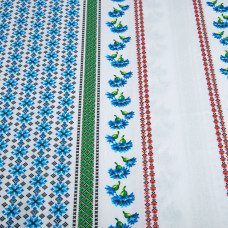 Тканина бязь ранфорс для постільної білизни, бавовна, 130 г/м2, 240 см 23R-14524 вишивка блак/зелена