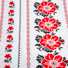Тканина бязь ранфорс для постільної білизни, бавовна, 130 г/м2, 240 см M02314/6 вишивка червоно/чорна