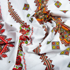 Тканина бязь ранфорс для постільної білизни, бавовна, 130 г/м2, 240 см 23R-14526 вишивка українська