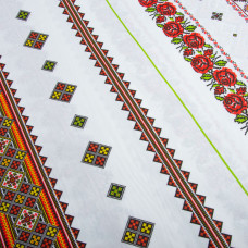 Тканина бязь ранфорс для постільної білизни, бавовна, 130 г/м2, 240 см 23R-14526 вишивка українська