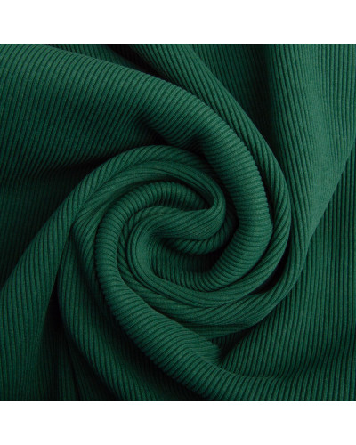 Тканина Кашкорсе IDEIA трикотажне полотно, 130 см, 300 г/м2, бавовна, для манжетів, горловин, низ світшотів, рубчик темно зелена