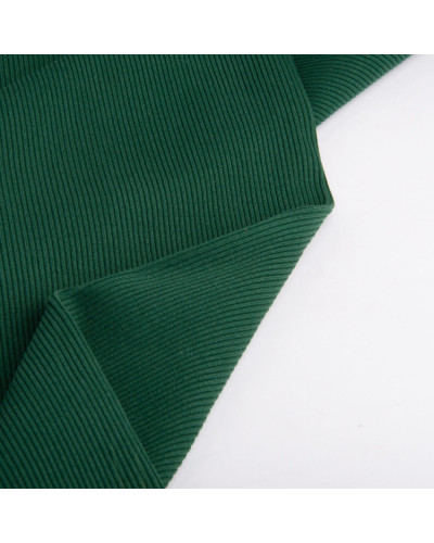 Тканина Кашкорсе IDEIA трикотажне полотно, 130 см, 300 г/м2, бавовна, для манжетів, горловин, низ світшотів, рубчик темно зелена