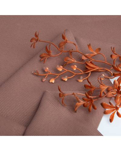 Тканина Кашкорсе IDEIA трикотажне полотно, 130 см, 300 г/м2, бавовна, рубчик, для манжетів, горловин, низ світшотів, кава