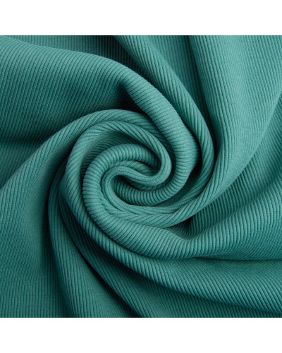 Тканина Кашкорсе IDEIA трикотажне полотно, 130 см, 300 г/м2, бавовна, рубчик, для манжетів, горловин, низ світшотів, темна бірюза