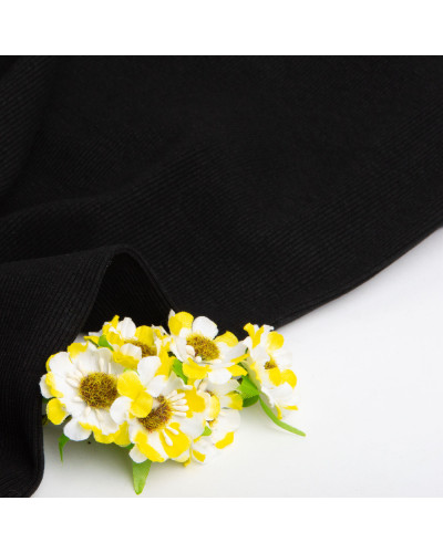 Тканина Кашкорсе IDEIA трикотажне полотно, 130 см, 300 г/м2, бавовна, для манжетів, горловин, низ світшотів, мор хвиля чорна